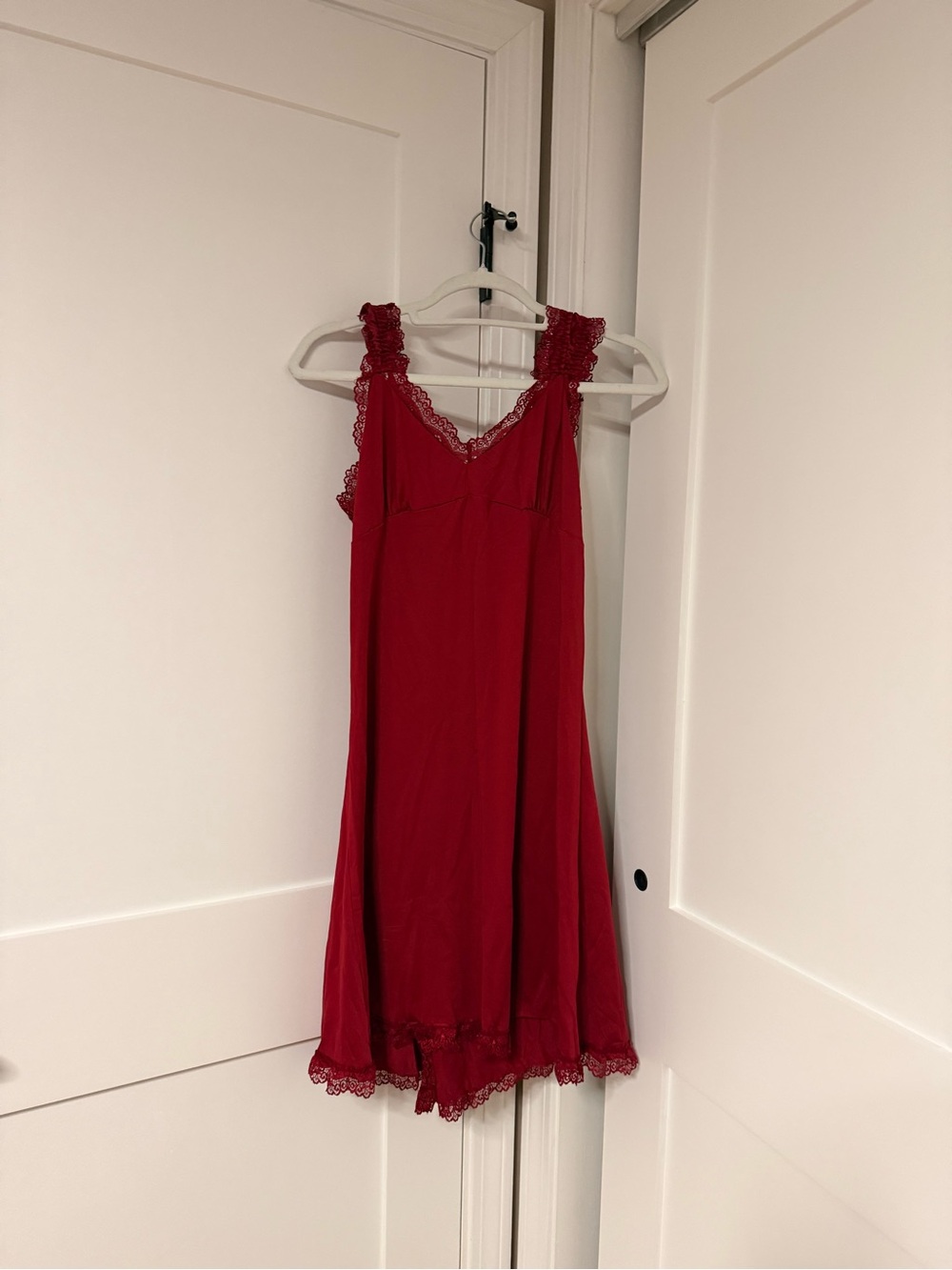 Red Lace Trim Slip Dress Never Worn